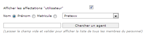 liste fonctionne affectations utilisateur